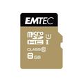 Emtec Gold+ MicroSDHC-hukommelseskort med adapter ECMSDM8GHC10GP - 8 GB