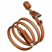 Energea Sheath Travel 2-i-1 opladnings- og datakabel - 60W, 1.2m, USB-C/USB-A - Orange