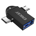 Enkay ENK-AT112 USB 3.0 til USB-C/MicroUSB OTG Adapter - Sort