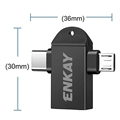 Enkay ENK-AT112 USB 3.0 til USB-C/MicroUSB OTG Adapter - Sort