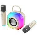 Erazer K20 Bluetooth-karaokehøjttaler med 2 mikrofoner - beige