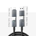 Essager 4-i-1 hurtigopladerkabel 240W - USB-A/USB-C til USB-C/Lightning - 0.25m - Grå