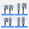 Essager 4-i-1 hurtigopladerkabel 240W - USB-A/USB-C til USB-C/Lightning - 0.25m - Grå