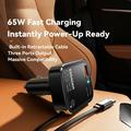 Essager 65W hurtig billader med udtrækkeligt USB-C-kabel - sort