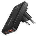 Essager 65W GaN ultratynd hurtigoplader - 2x USB-C, USB-A - sort