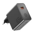Essager ES-CD65 65W GaN-vægoplader - USB-C/USB-A - Sort