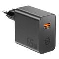 Essager ES-CD65 65W GaN-vægoplader - USB-C/USB-A - Sort