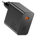 Essager ES-CD65 65W GaN-vægoplader - USB-C/USB-A - Sort
