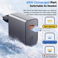 Essager ES-CD65 65W GaN-vægoplader - USB-C/USB-A - Sort