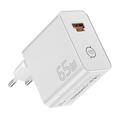 Essager ES-CD65 65W GaN-vægoplader - USB-C/USB-A - hvid