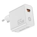 Essager ES-CD65 65W GaN-vægoplader - USB-C/USB-A - hvid