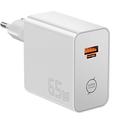 Essager ES-CD65 65W GaN-vægoplader - USB-C/USB-A - hvid