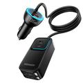 Essager F789 135W biloplader til bagsædet - 2x USB-C-kabler, 4x USB-C-, 2x USB-A-indgange - 1.5m - sort