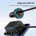 Essager F789 135W biloplader til bagsædet - 2x USB-C-kabler, 4x USB-C-, 2x USB-A-indgange - 1.5m - sort