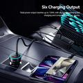 Essager F789 135W biloplader til bagsædet - 2x USB-C-kabler, 4x USB-C-, 2x USB-A-indgange - 1.5m - sort