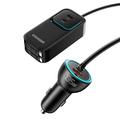 Essager F789 135W biloplader til bagsædet - 2x USB-C-kabler, 4x USB-C-, 2x USB-A-indgange - 1.5m - sort