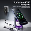 Essager T50 Qi 2.2 3-i-1 magnetisk trådløs oplader - 25W - grå