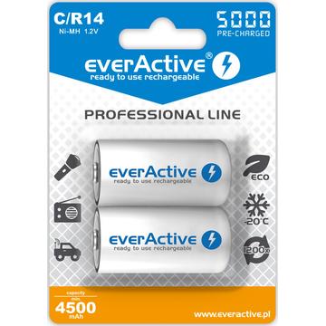 EverActive Professional Line EVHRL14-5000 Genopladelige C-batterier 5000mAh - 2 stk.
