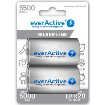 EverActive Silver Line EVHRL20-5500 Genopladelige D-batterier 5500mAh - 2 stk.