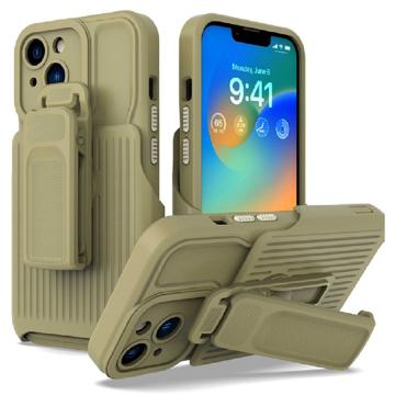 Explorer Series iPhone 14 Plus Hybrid Cover med Bælteklip - Army Grøn