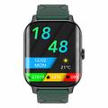 F12 Smart Watch med 2,02" buet skærm og enkoder Bluetooth-opkald Smart armbånd med sundhedsovervågning - sort / grøn