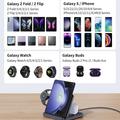 F16S 3-i-1 sammenklappelig trådløs opladningsstation til Samsung Galaxy-enheder - 15W - sort