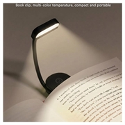 F26 LED-læselampe med klips og 3 lysstyrkeniveauer