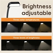 F26 LED-læselampe med klips og 3 lysstyrkeniveauer