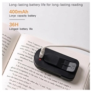 F26 LED-læselampe med klips og 3 lysstyrkeniveauer