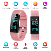 F71 Smart Armbånd / Fitness Tracker med blodtryksmåling - Pink