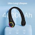 F8 bladløs halsventilator med omgivende belysning - 4000mAh batteri, 3 hastigheder og USB-C-opladning - sort