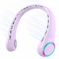 F8 bladløs halsventilator med omgivende belysning - 4000mAh batteri, 3 hastigheder og USB-C-opladning - Lilla