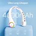 F8 bladløs halsventilator med omgivende belysning - 4000mAh batteri, 3 hastigheder og USB-C-opladning - hvid