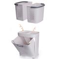 F867 Vasketøjs stativ på hjul med 3 kurve - str. 37x31x74 cm - Hvid