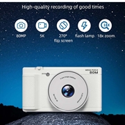 FC003W Digitalkamera med flipskærm, 5K videooptagelse - Hvid