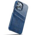 Fierre Shann iPhone 14 Pro Dækket Cover med Kortholder - Blå