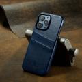 Fierre Shann iPhone 14 Pro Dækket Cover med Kortholder - Blå