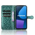 Fairphone 5 cover med pung og strop - sekskantet mønster - grøn
