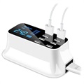 Fast Charging 8-Port USB Docking Station med LED-skærm - Hvid