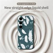 Samsung Galaxy S25 FE TPU-cover med fjermønster - grøn