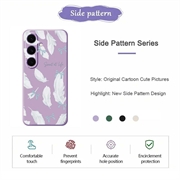 Samsung Galaxy S25 FE TPU-cover med fjermønster - Lilla