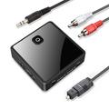 Fiber Optisk Bluetooth Modtager/Transmitter - 2-i-1 Trådløs Bluetooth Adapter - Sort