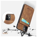 iPhone 11 Fierre Shann Dækket Hybrid Cover med Kortholder og Stand - Brun