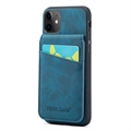 iPhone 11 Fierre Shann Dækket Hybrid Cover med Kortholder og Stand - Blå