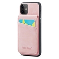 iPhone 11 Fierre Shann Dækket Hybrid Cover med Kortholder og Stand - Pink