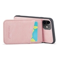 iPhone 11 Fierre Shann Dækket Hybrid Cover med Kortholder og Stand - Pink