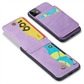 iPhone 11 Fierre Shann Dækket Hybrid Cover med Kortholder og Stand - Lilla