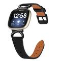 Fitbit Versa 3/Sense - elegant læderrem med rhinestones