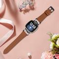 Fitbit Versa 3/Sense - elegant læderrem med rhinsten - brun