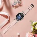 Fitbit Versa 3/Sense - elegant læderrem med rhinestones - lyserød